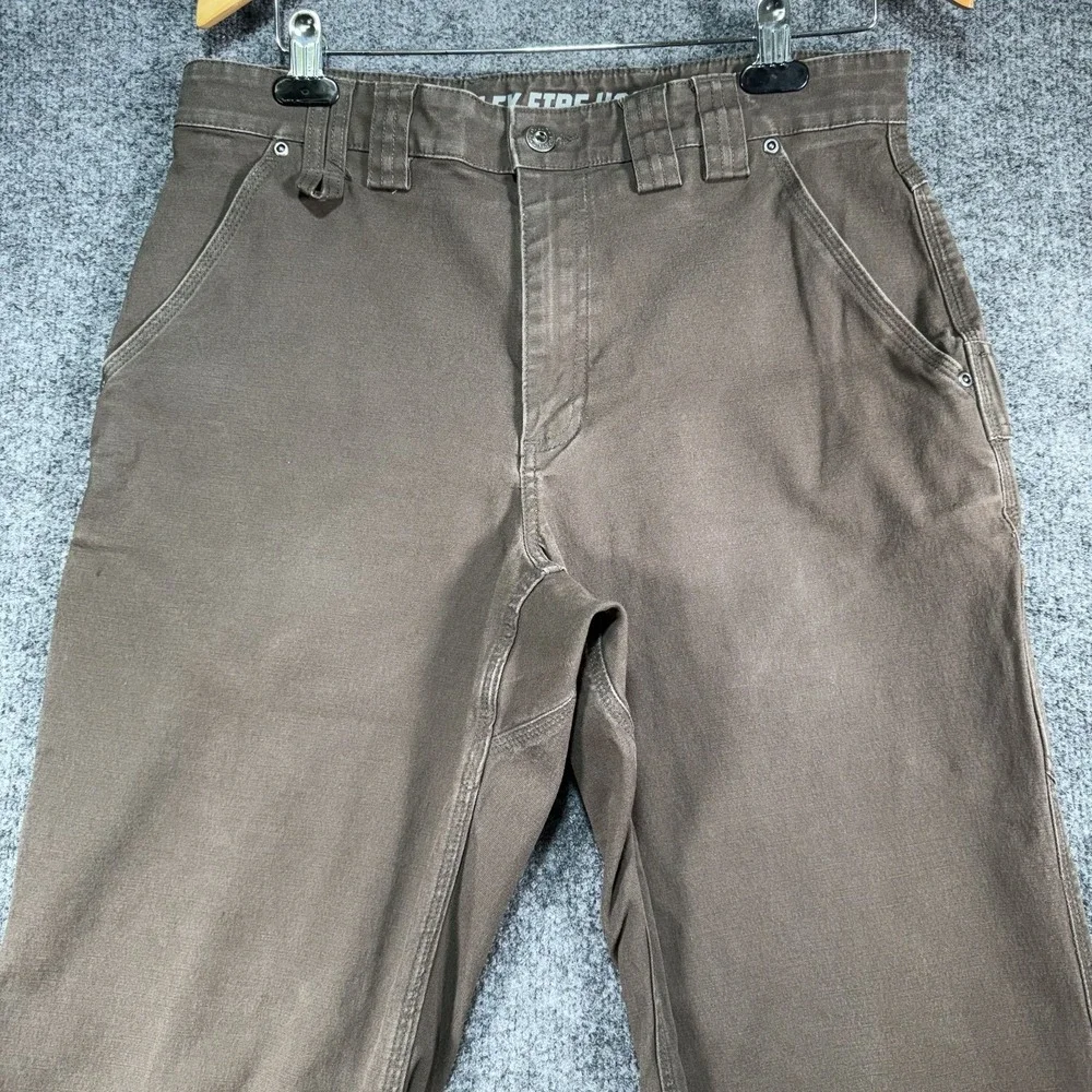 Duluth Trading Flex Fire Hose Carpenter Pants Men 34x30 Brown Wide Work Utility - Picture 2 of 16